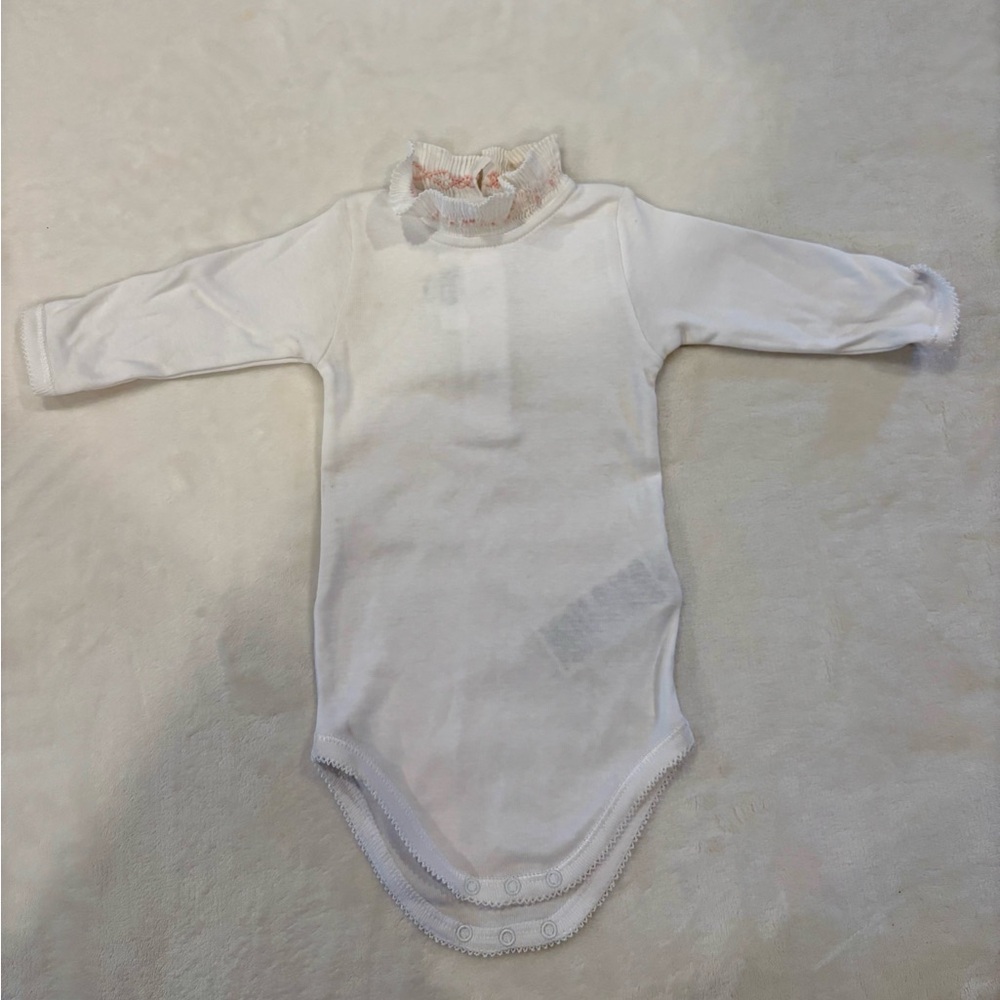 Bonpoint White Ruffle Collar Bodysuit
